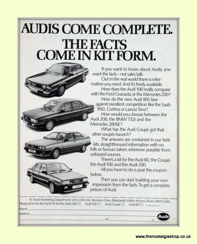 Audi Vintage Original Advert 1982 (ref AD6966)