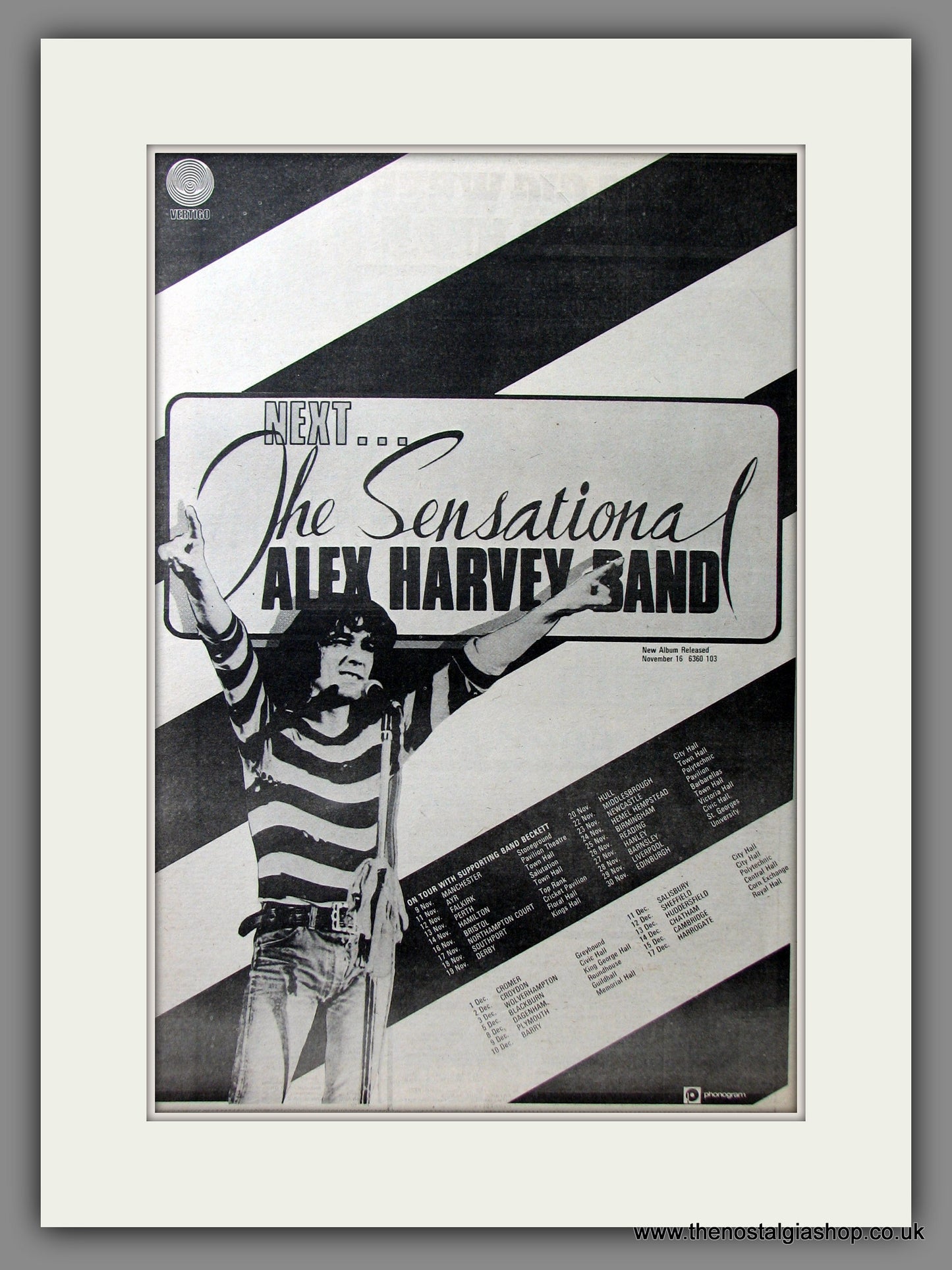 Alex Harvey Band (The Sensational). UK Tour '73 . Original Advert 1973 (ref AD11584)