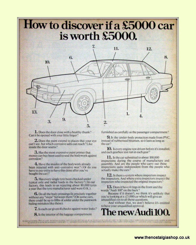 Audi 100 Vintage Original Advert 1977 (ref AD6973)