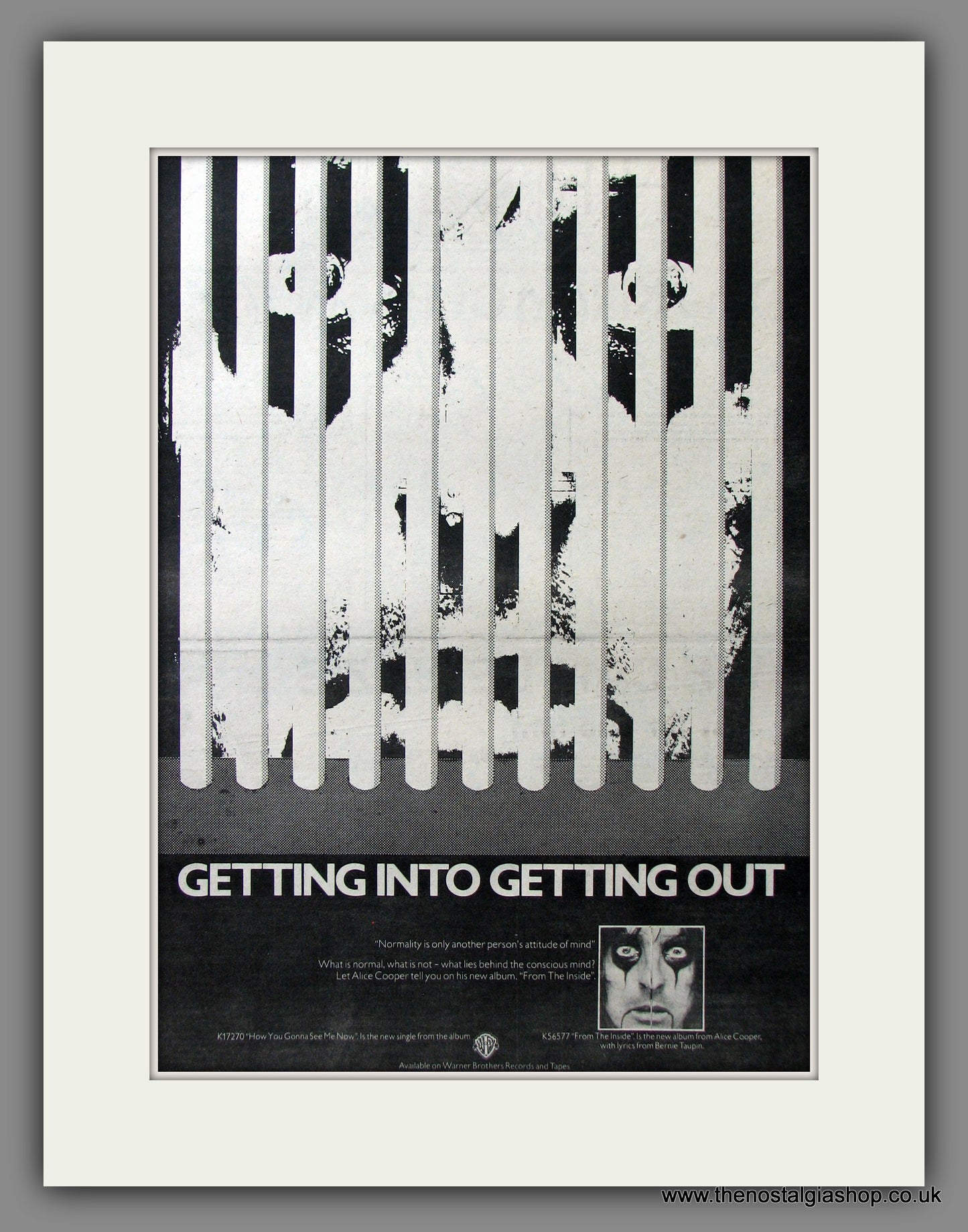 Alice Cooper. Getting Into Getting Out. Original Advert 1978 (ref AD11592)