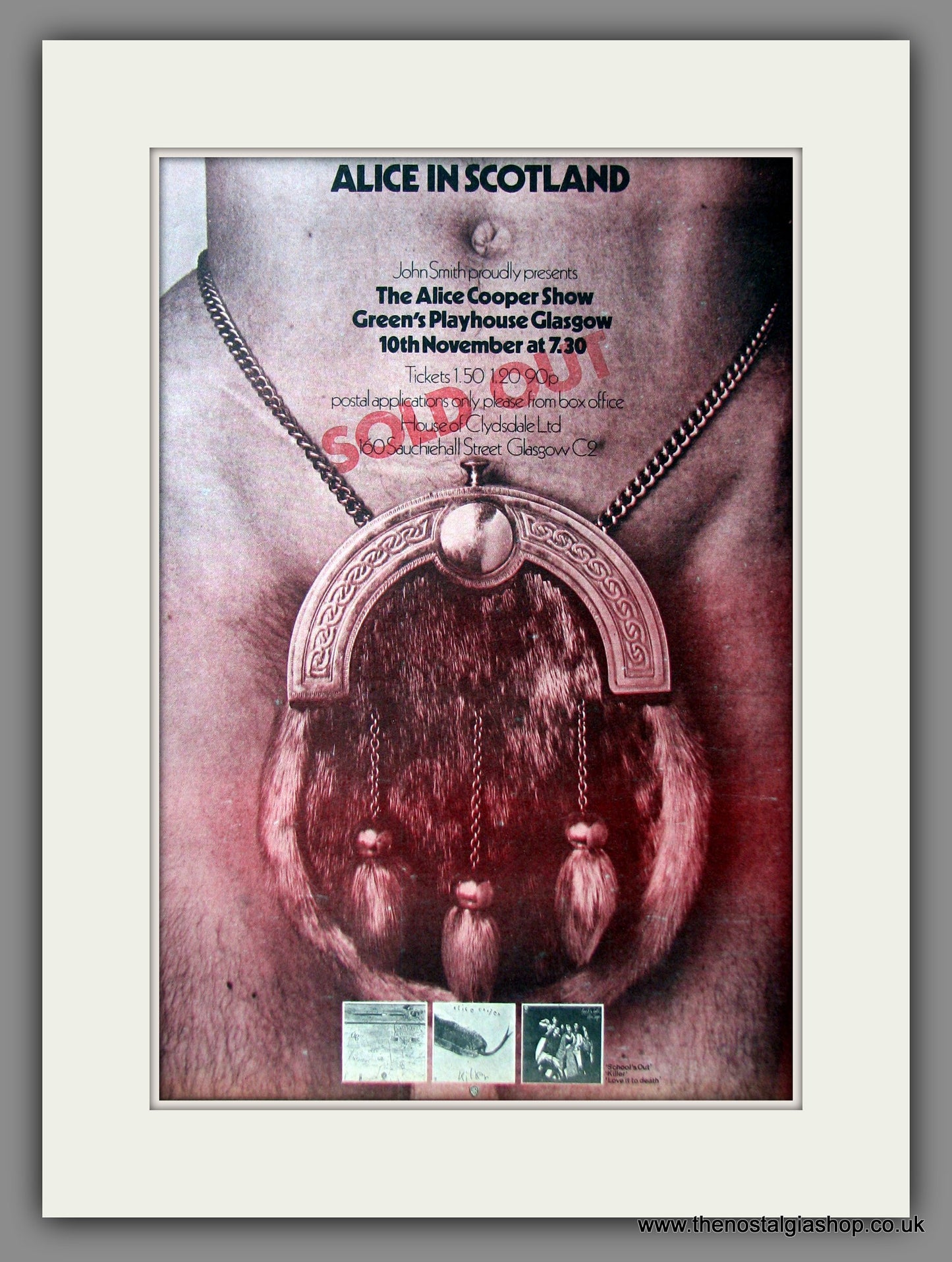 Alice Cooper. Alice In Scotland. Original Advert 1972 (ref AD11599)