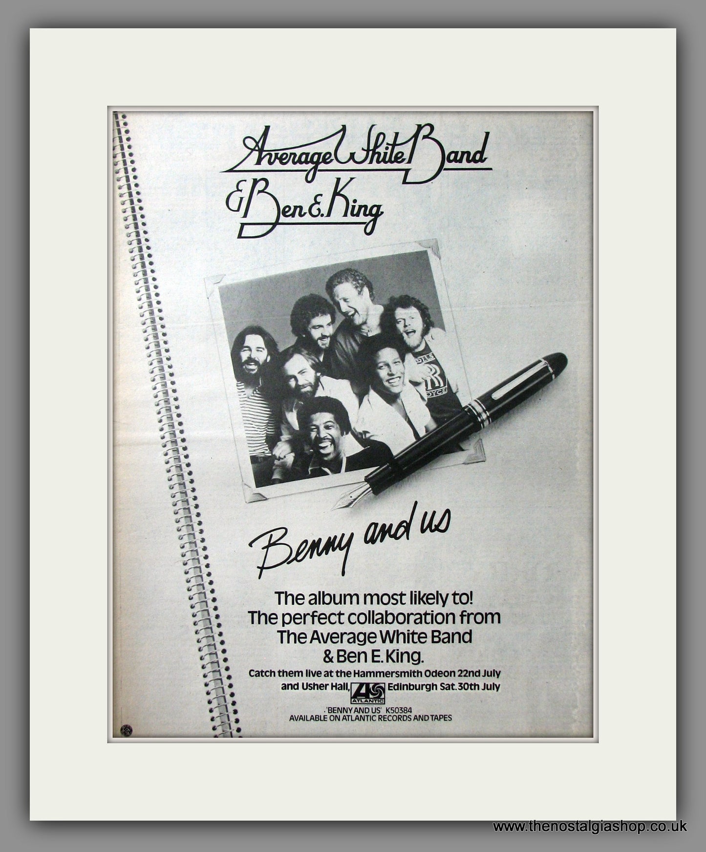 Average White Band & Ben E. King. Original Advert 1977 (ref AD11609)