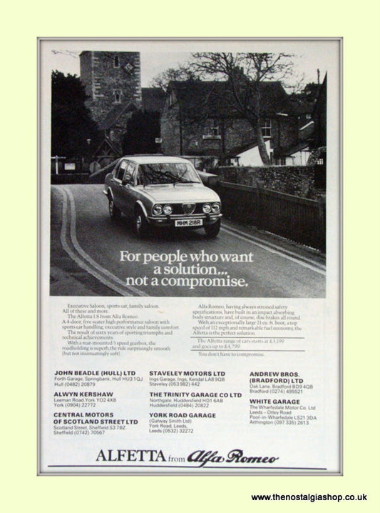 Alfa Romeo. Alfetta. Set of 2 Original Adverts 1976 (ref AD50019)