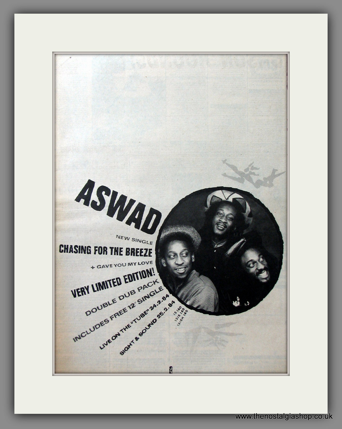 Aswad, Chasing For The Breeze. Original Advert 1984 (ref AD11621)