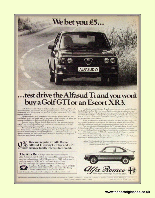 Alfa Romeo Alfasud Ti. Original Advert 1981 (ref AD50023)