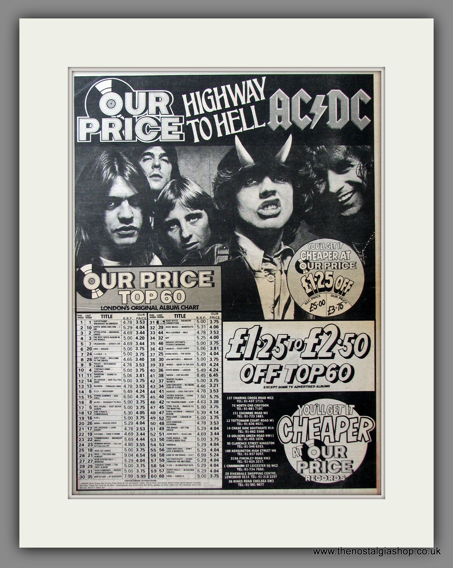 AC DC, Highway To Hell. Original Advert 1979 (ref AD11627)