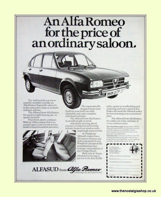 Alfa Romeo Alfasud. Original Advert 1976 (ref AD50027)