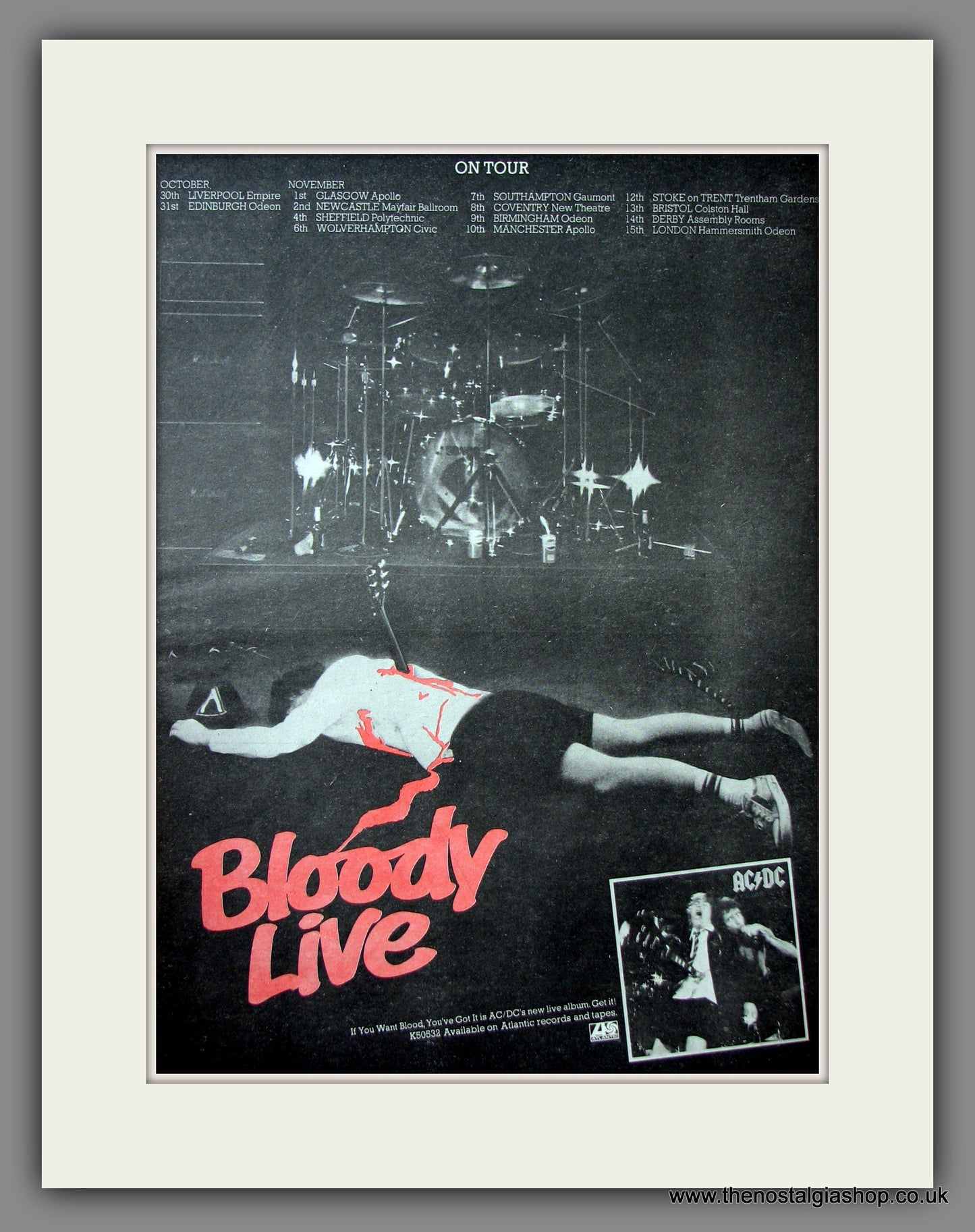 AC DC, Bloody Live Tour Dates. Original Advert 1978 (ref AD11632)