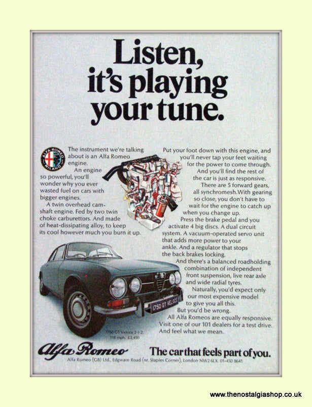 Alfa Romeo 1750 GT Veloce. Original Advert 1971 (ref AD50031)