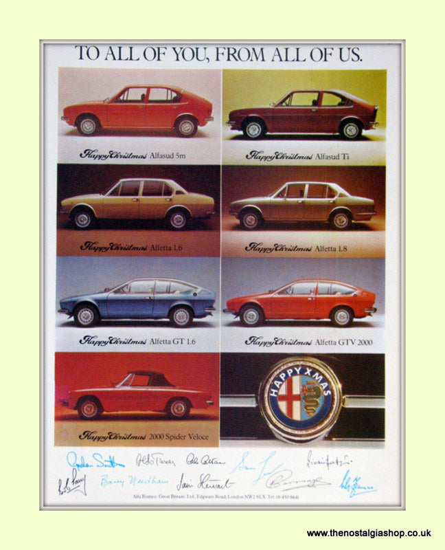 Alfa Romeo Range at Christmas. Original Advert 1976 (ref AD50039)