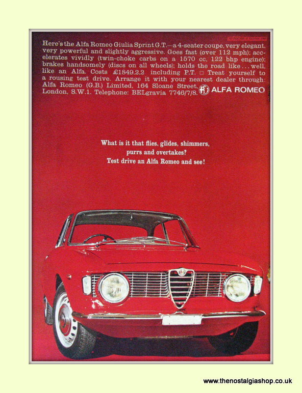 Alfa Romeo Giulietta Sprint GT. Original Advert 1965 (ref AD50042)
