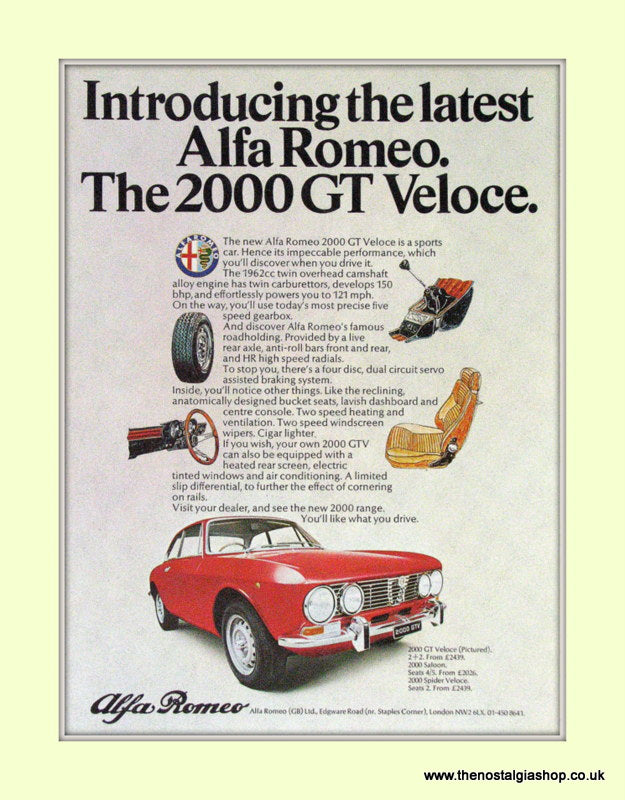 Alfa Romeo 200 0GT Veloce. Original advert 1971 (ref AD176)