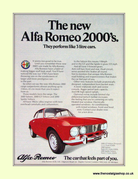 Alfa Romeo. 2000 GTV. Original Advert 1971 (ref AD50045)