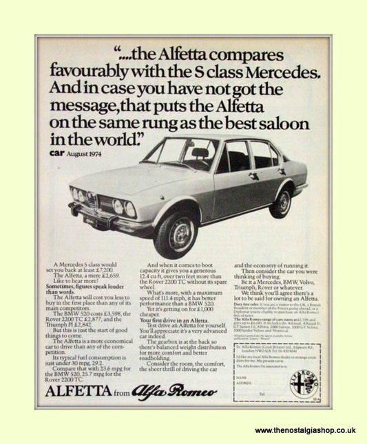 Alfa Romeo. Alfetta. Original Advert 1975 (ref AD50046)