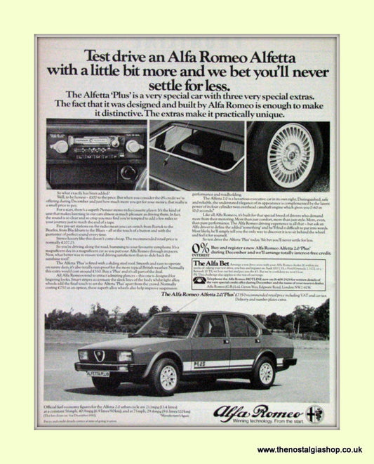 Alfa Romeo. Alfetta. Original Advert 1981 (ref AD50048)