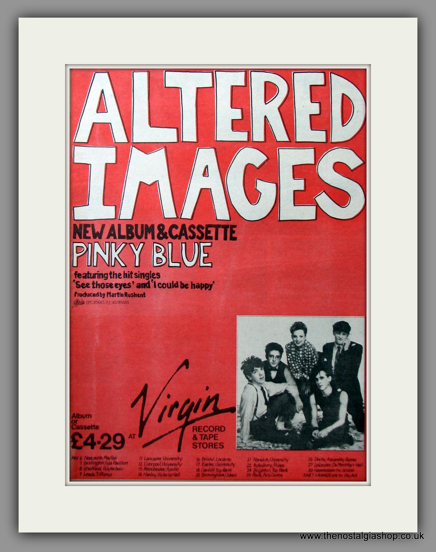 Altered Images, Pinky Blue. Original Advert 1982 (ref AD11650)