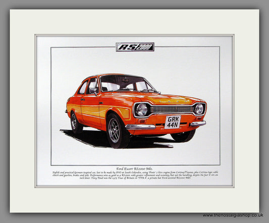 Ford Escort Mk I RS 2000. Mounted Print.
