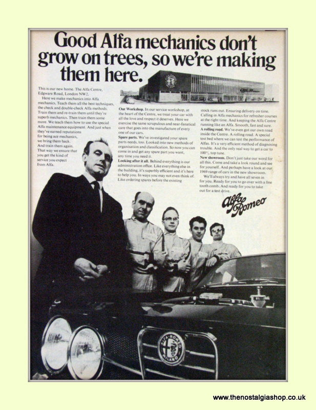 Alfa Romeo Centre, Edgeware Rd. Original Advert 1969 (ref AD50051)