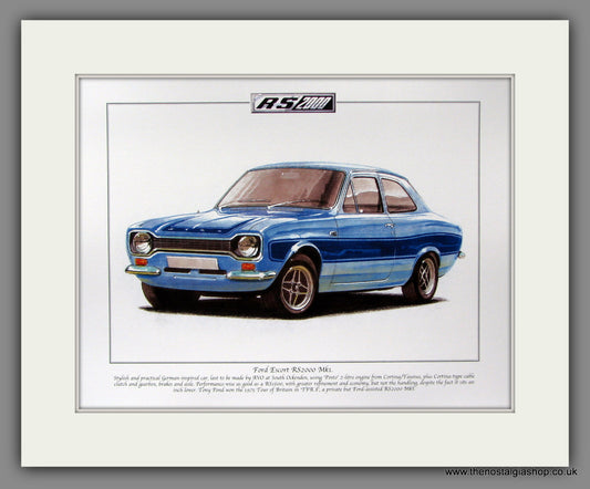 Ford Escort Mk I RS 2000. Mounted Print.