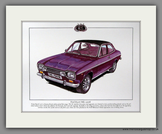 Ford Escort Mk I 1300E. Mounted Print.