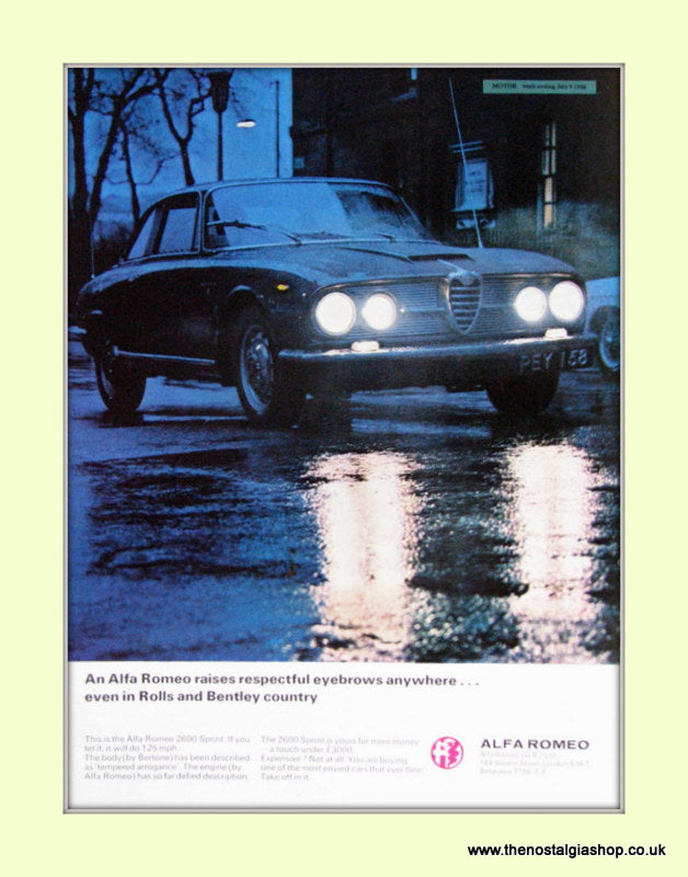 Alfa Romeo 2600 Sprint. Original Advert 1966 (ref AD50056)