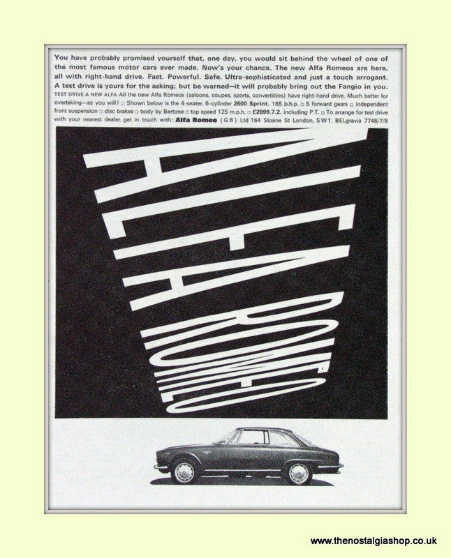 Alfa Romeo. Original Advert 1964 (ref AD50061)