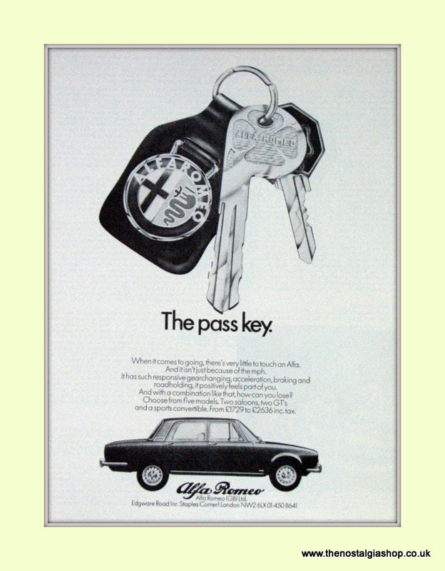Alfa Romeo. The Pass Key. Original Advert 1972 (ref AD50062)