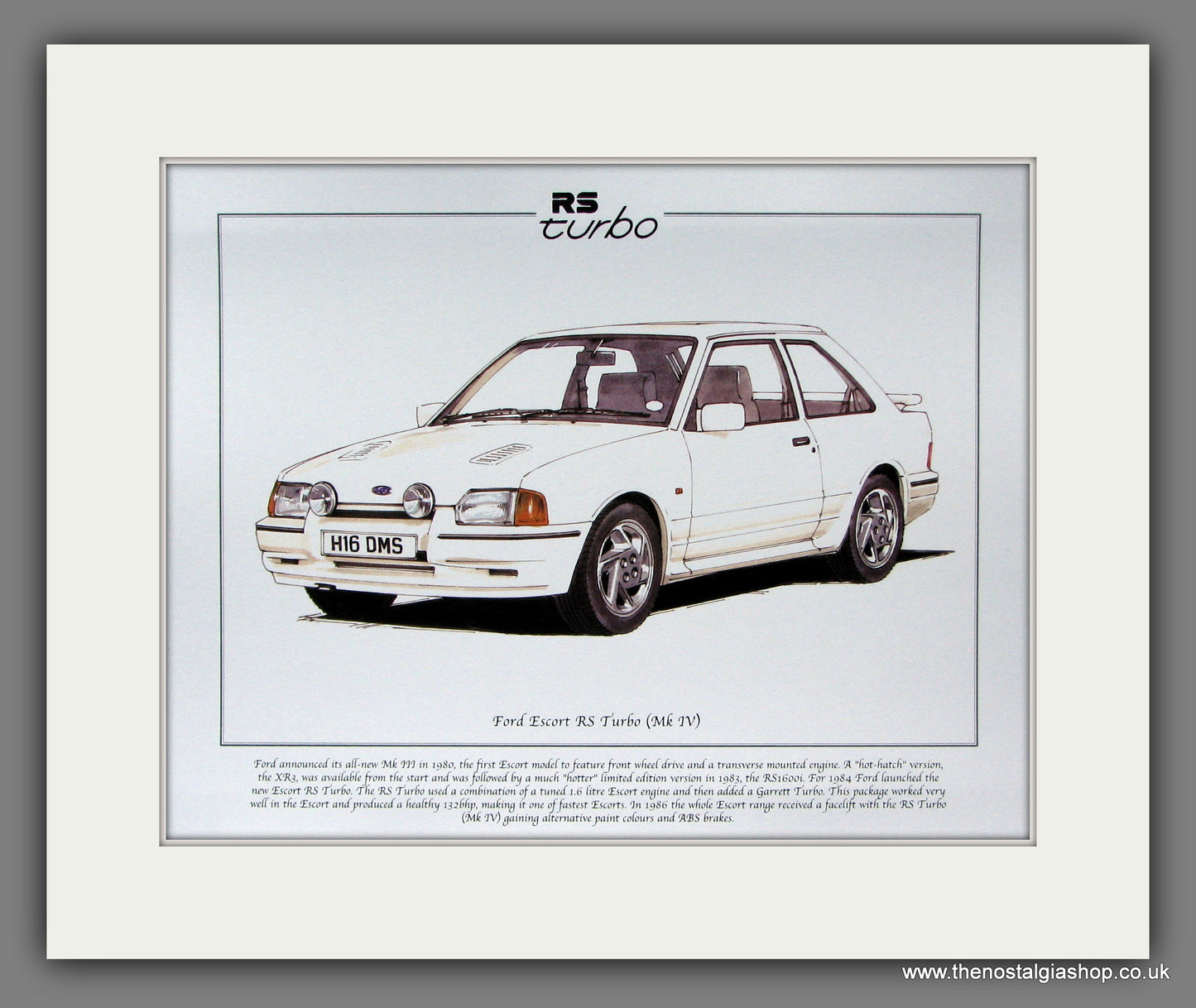 Ford Escort RS Turbo Mk IV. Mounted Print.