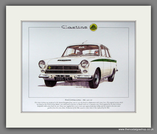 Ford Cortina MkI Lotus Cortina 1962-1966. Mounted Print.