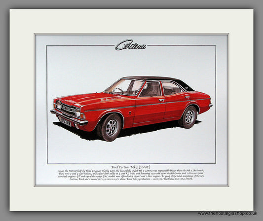 Ford Cortina MkIII 2000E. Mounted Print.