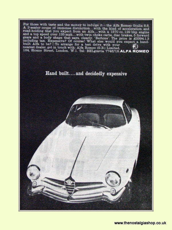 Alfa Romeo Giulia S.S. Original Advert 1965 (ref AD50068)