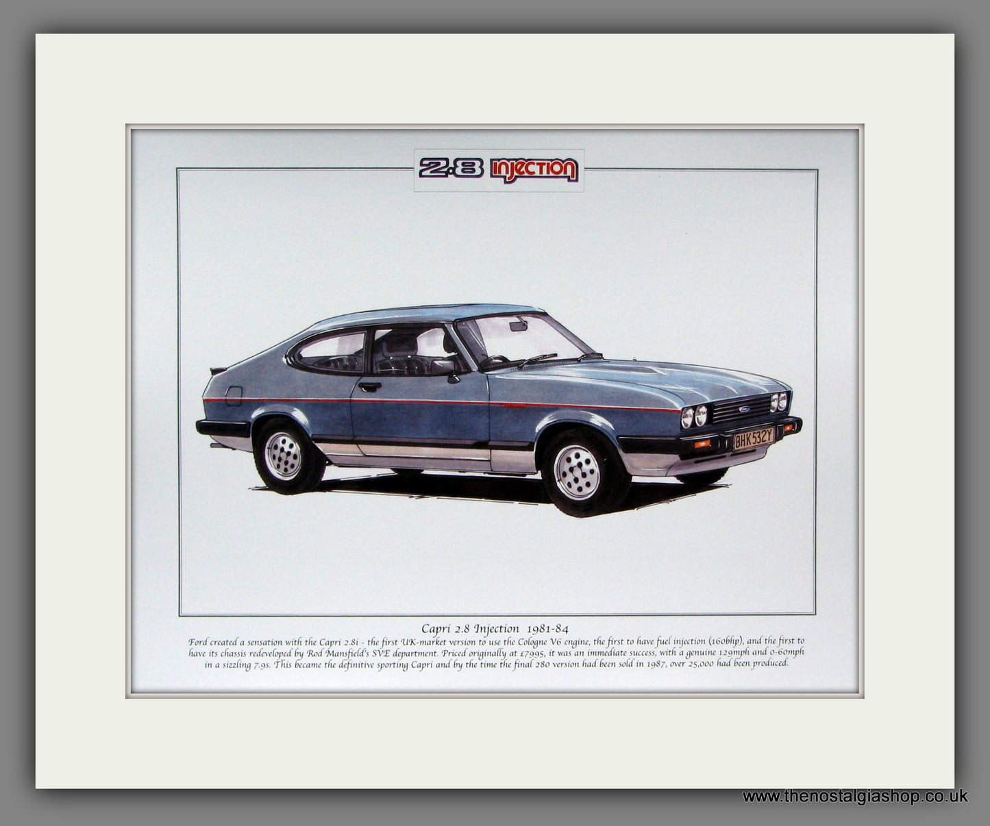 Ford Capri MkIII 2.8i. Mounted Print.