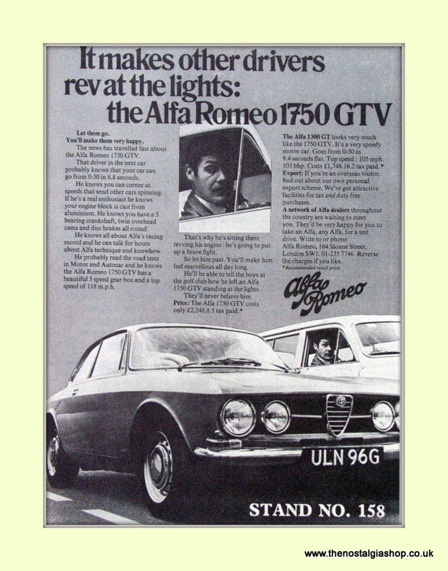 Alfa Romeo 1750 GTV. Original Advert 1968 (ref AD50073)