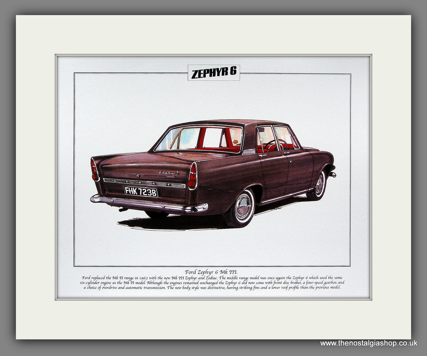 Ford Zephyr 6 MkIII. Mounted Print.