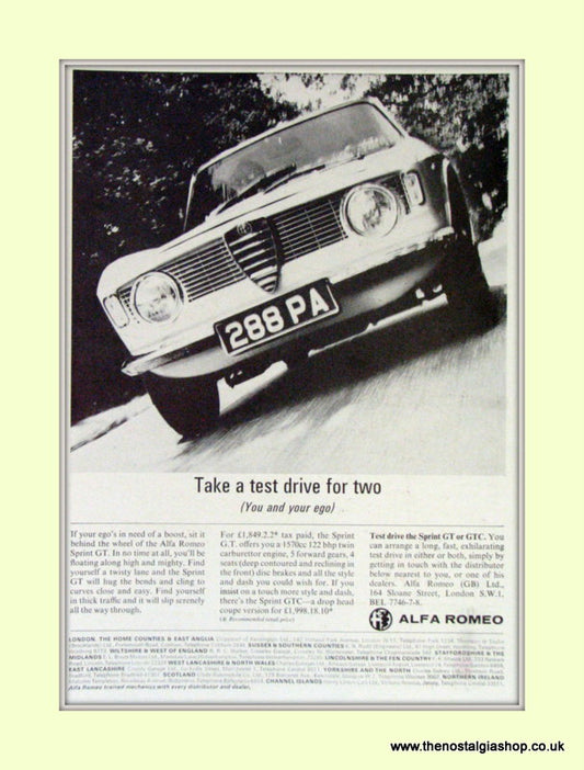 Alfa Romeo Sprint GT. Original Advert 1966 (ref AD50080)