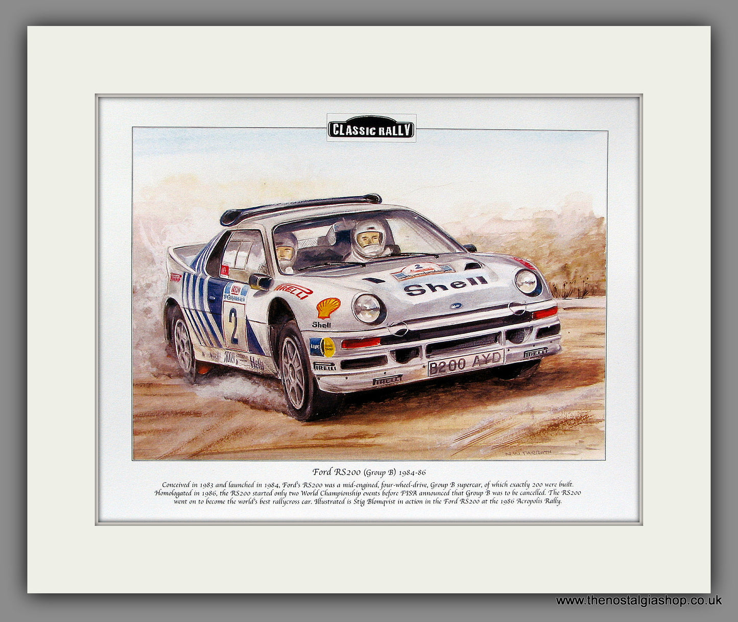 Ford RS200 (Group B) 1984-1986. Mounted Print.