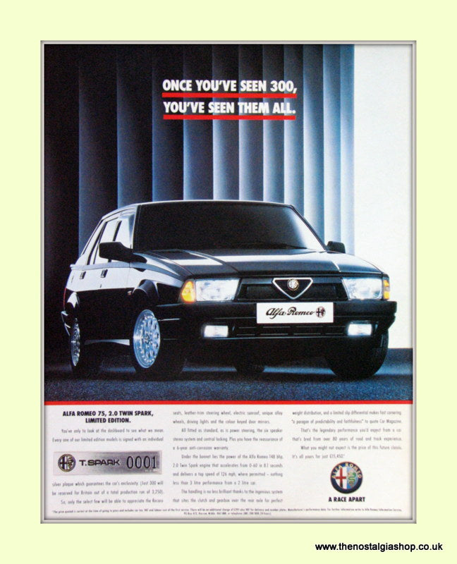 Alfa Romeo 75 2.0 Twin Spark. Original advert 1991  (ref AD1421)
