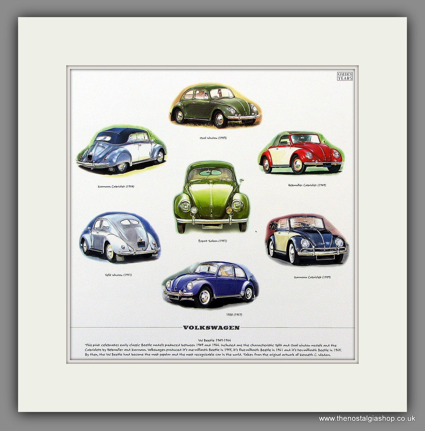 VW Beetle 1949-1966 Mounted print
