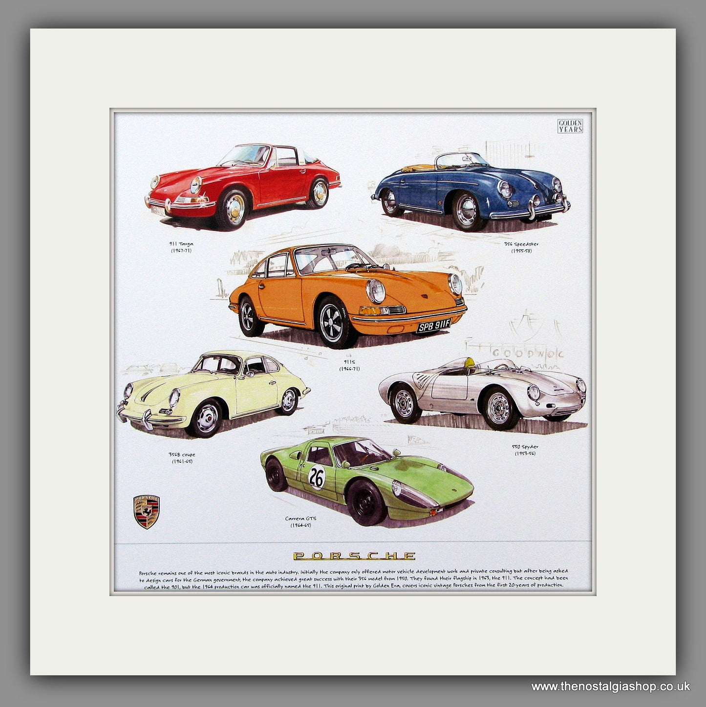 Porsche. Mounted Print.