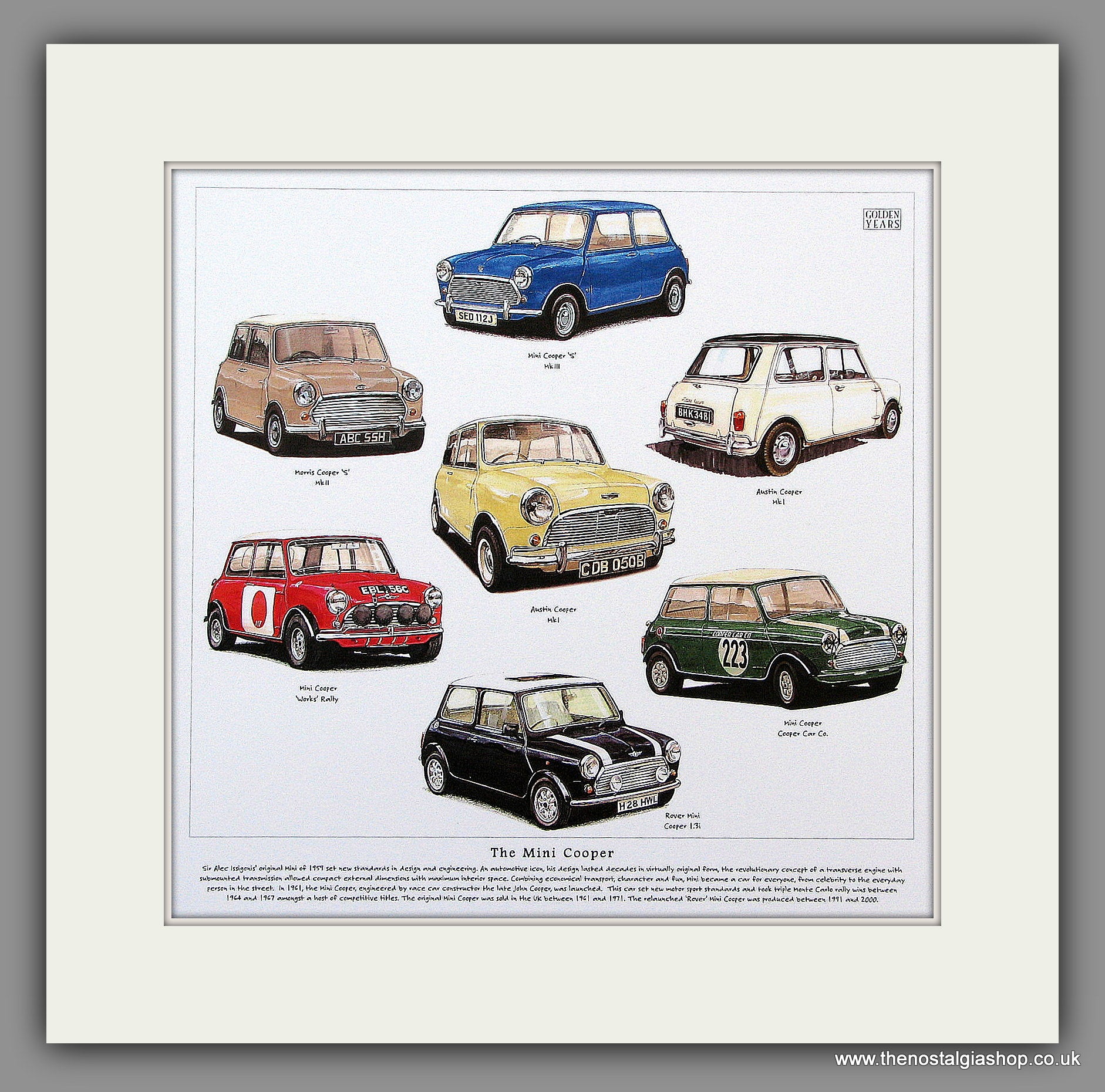Mini Cooper. Mounted Car Print – The Nostalgia Shop