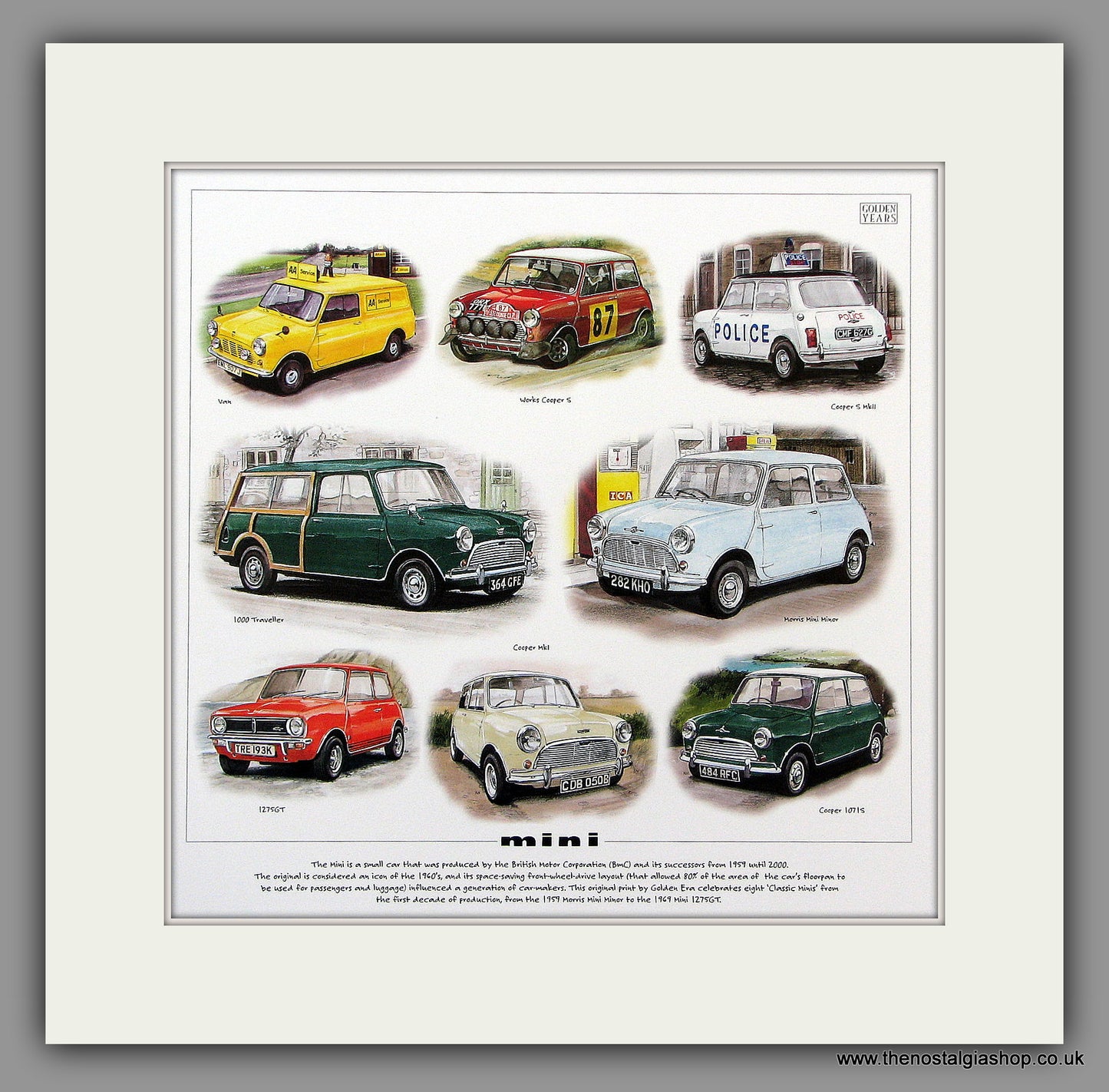 Mini Classic Cars.  Mounted print