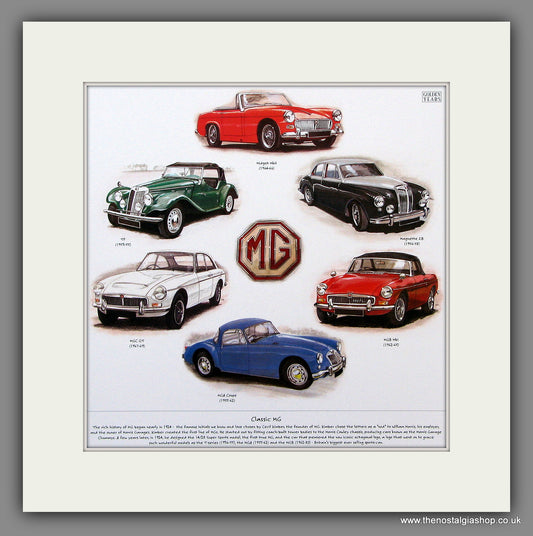 MG Classic Cars. Mounted Print.