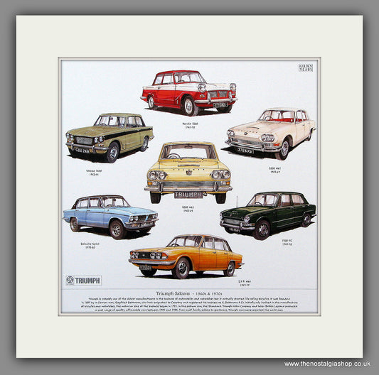 Triumph Saloons 1960's & 1970's. Mounted Print.