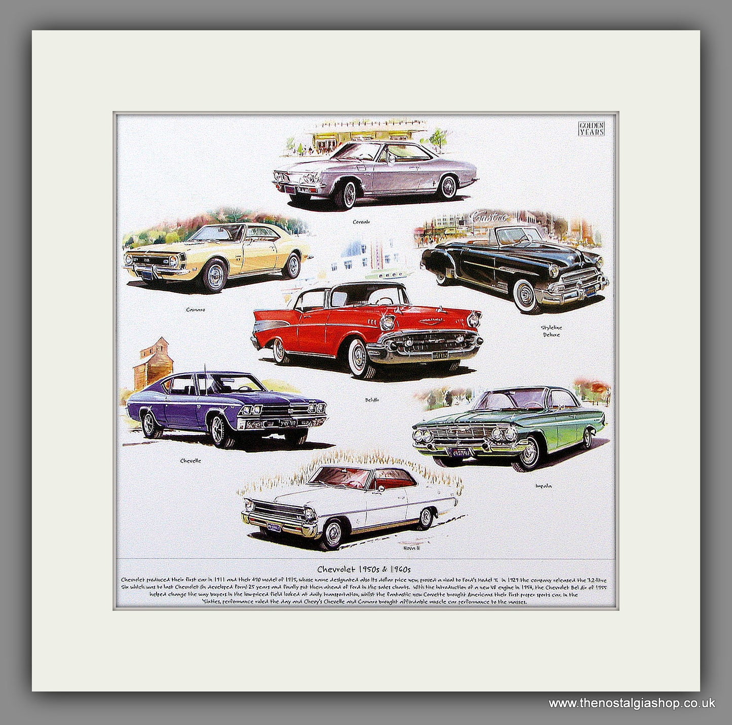 Chevrolet 1950's & 1960's. Mounted Print.