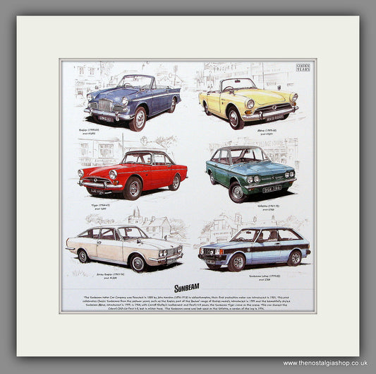 Sunbeam Cars. Mounted Print.