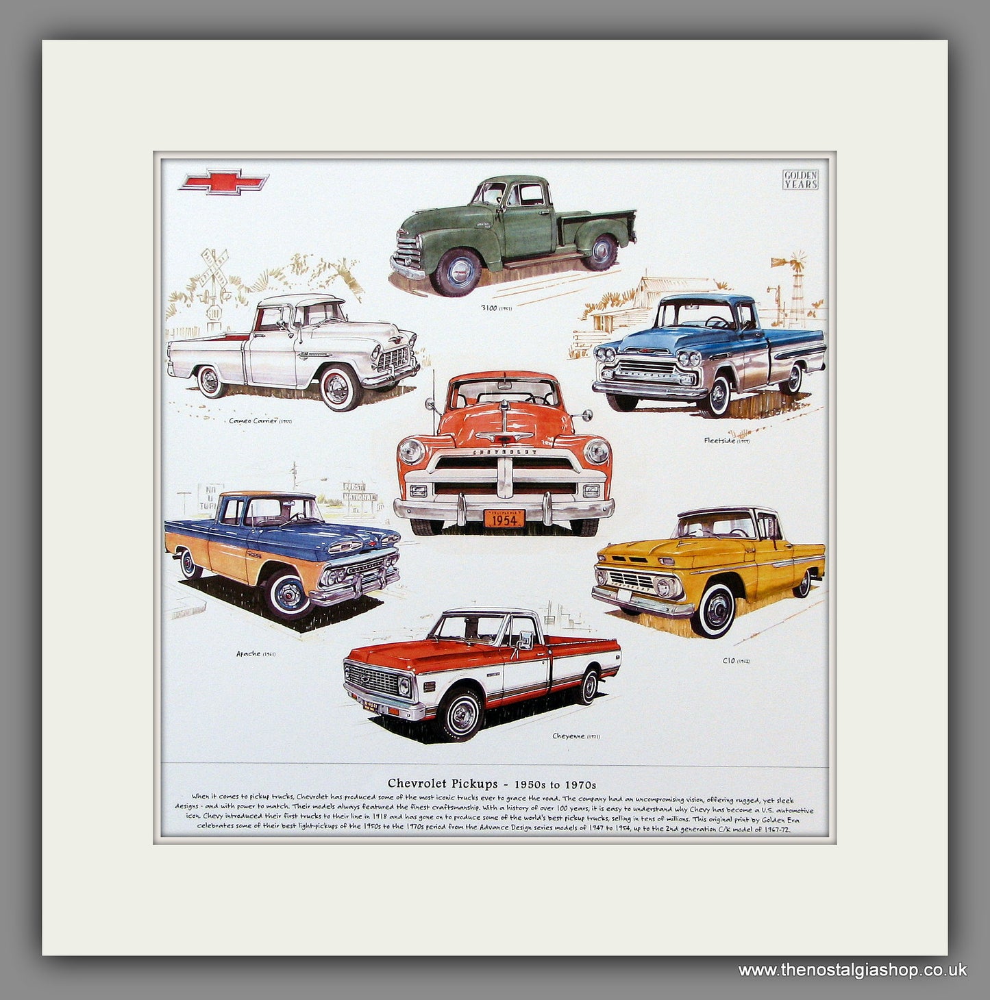 Chevrolet Pickups. Mounted Print.