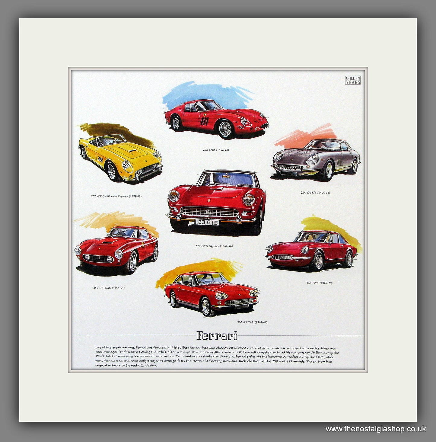 Ferrari Classics of the 50's &  60's  Mounted print