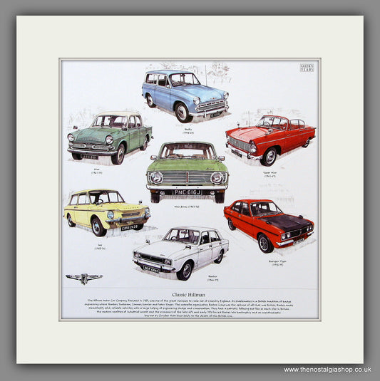 Hillman Classic Cars. Mounted Print.