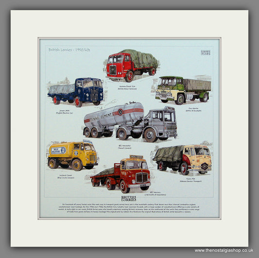 British Lorries 1950's/1960's. Mounted Print.