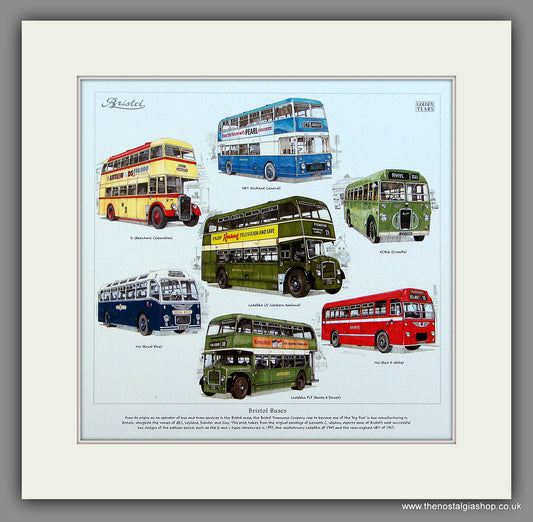 Buses, Bristol Buses. Mounted Print.